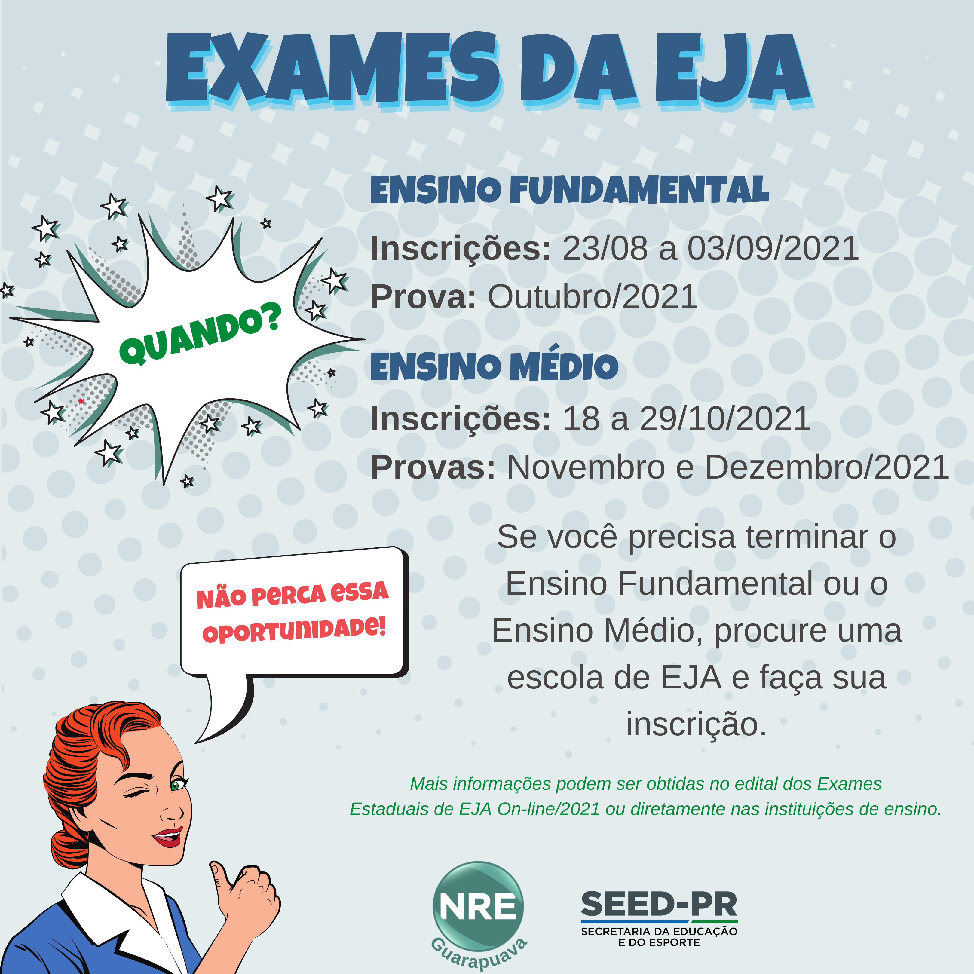 EJA abre inscrições para exames de conclusão de disciplinas e semestres
