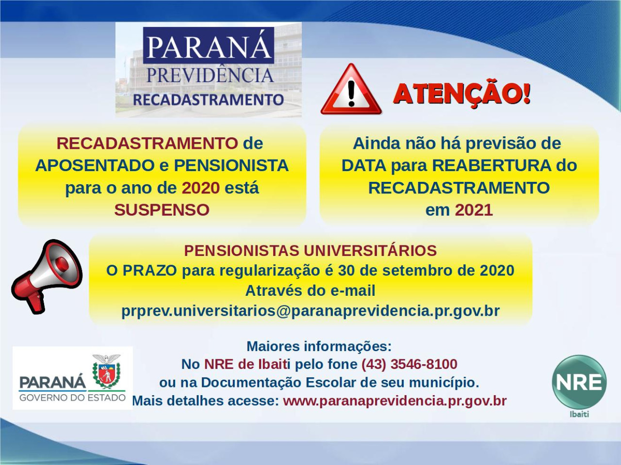 Recadastramento Suspenso