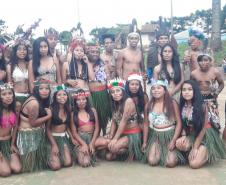 Semana Cultural Indígena Kaingang, no Colégio Est. Indígena Cacique Otávio dos Santos.