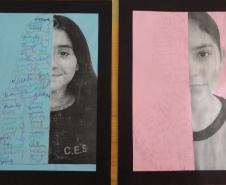 Alunos do Colégio Estadual de Segredo, da turma de Inglês 1 – Celem, realizaram atividade de técnica de colagem de foto de perfil.