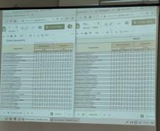 Projeção de planilhas durante as sessões públicas