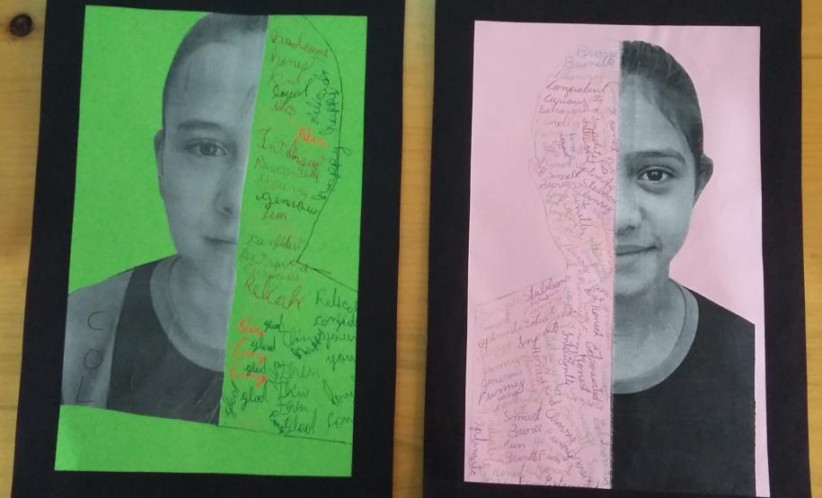 Alunos do Colégio Estadual de Segredo, da turma de Inglês 1 – Celem, realizaram atividade de técnica de colagem de foto de perfil.