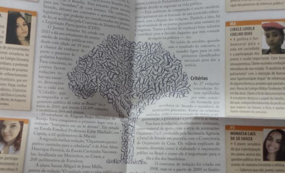 Aluno e professora do C.E. Professor Mario Evaldo Morski tomam posse e atuam como jovens senadores, no 12º Concurso de Redação do Senado Federal.