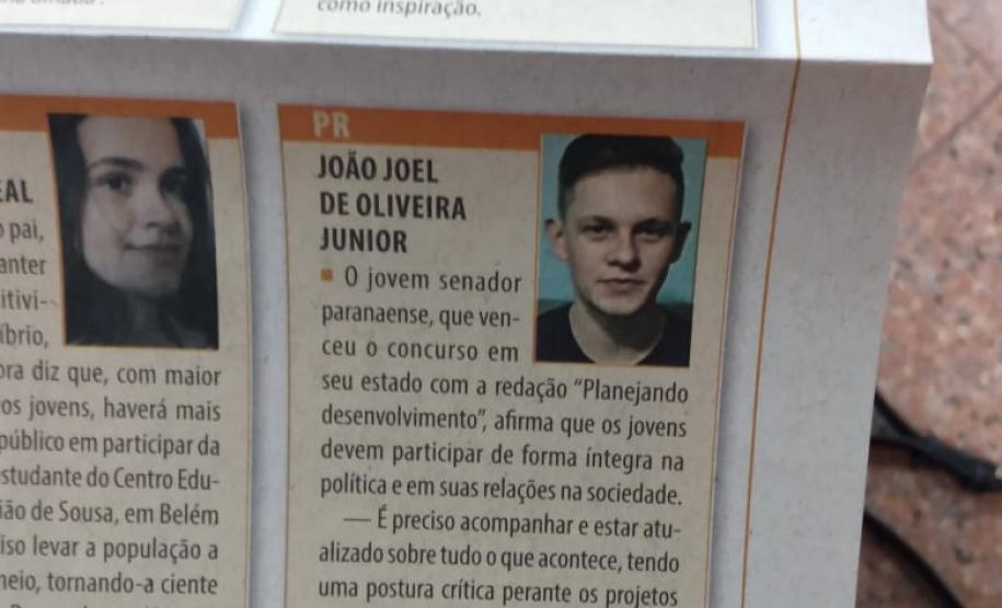 Aluno e professora do C.E. Professor Mario Evaldo Morski tomam posse e atuam como jovens senadores, no 12º Concurso de Redação do Senado Federal.