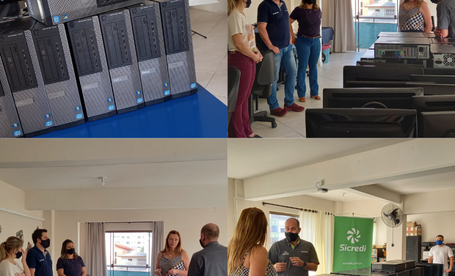Doação de mais de 30 computadores da Cooperativa de Crédito – Sicredi.