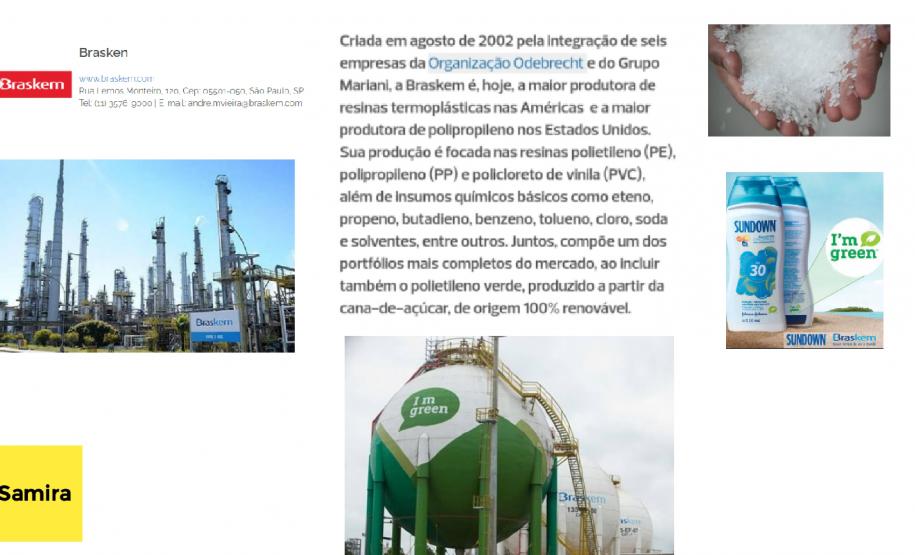 Trabalho de pesquisa sobre as Indústrias de Polímeros mais importantes do Brasil com o Google Jambord.